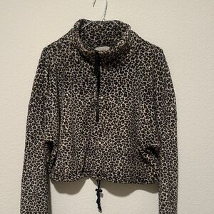 Urban Outfitters Leopard Fleece Half-Zip